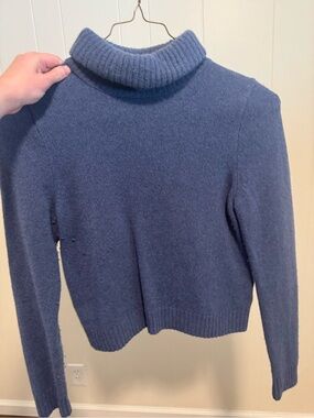 Madewell Slate Blue Ribbed Turtleneck Sweater